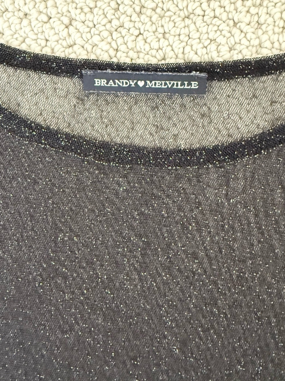 Brandy Melville Black Shimmer Top - Picture 5 of 8